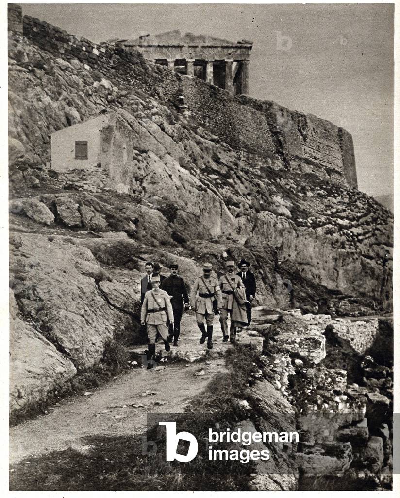 First World War (1914-1918): War Minister Pierre Auguste Roques (1856-1920) descended the slopes of the Acropolis to Athenes in Greece in 1916.