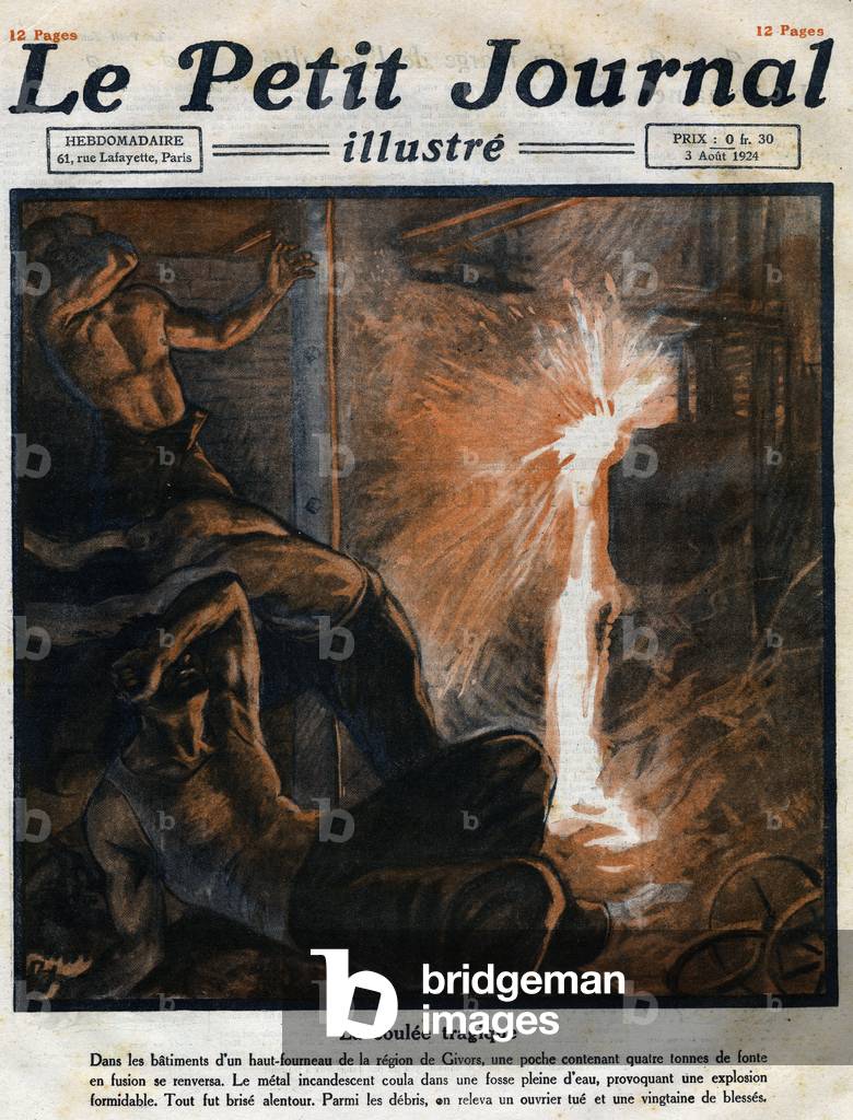The tragic flow: in the buildings of a blast furnace in a smelter in the region of Givors, 1924 (print)
