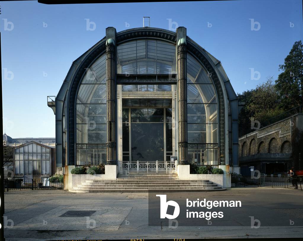 Entrance of the tropical greenhouse at the Jardin des Plantes in Paris built in 1937 on the plans of the architect Berger. (Winter Garden).