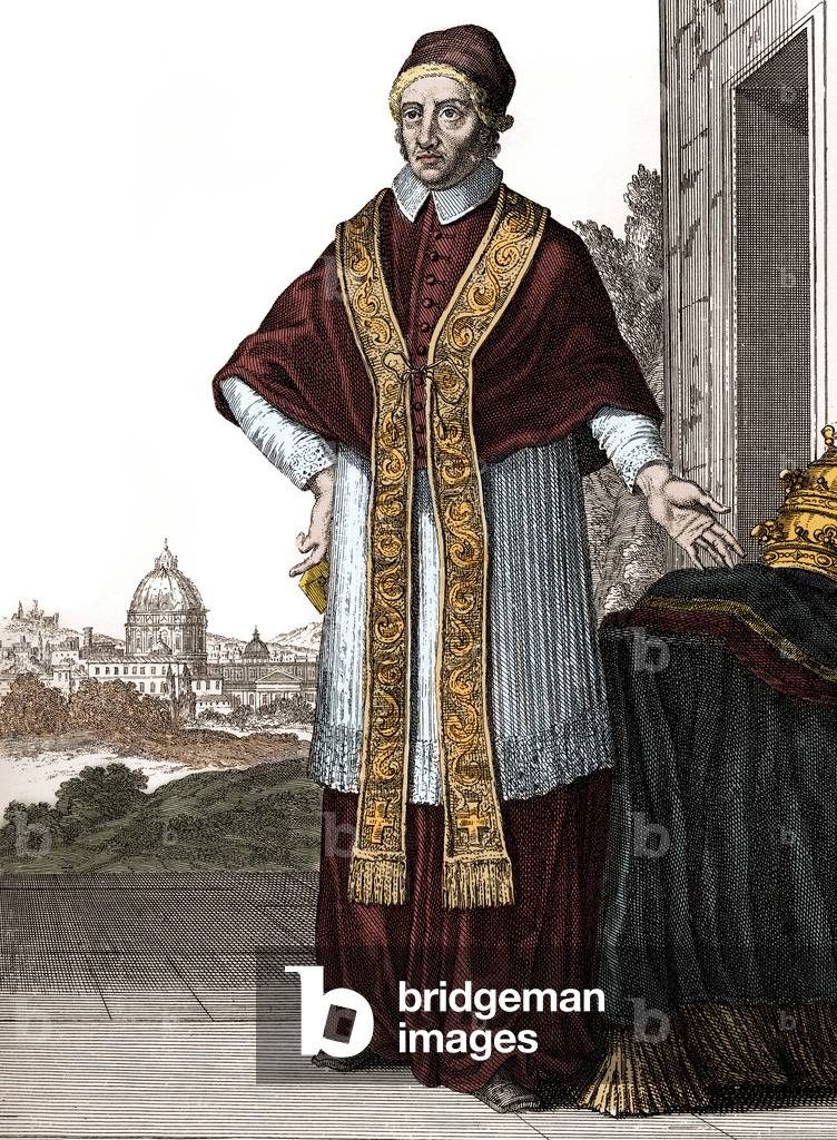 Portrait of pope Clement XI - Drawings by Caspar Luyken - Engraved & Published by Christoph Weigel