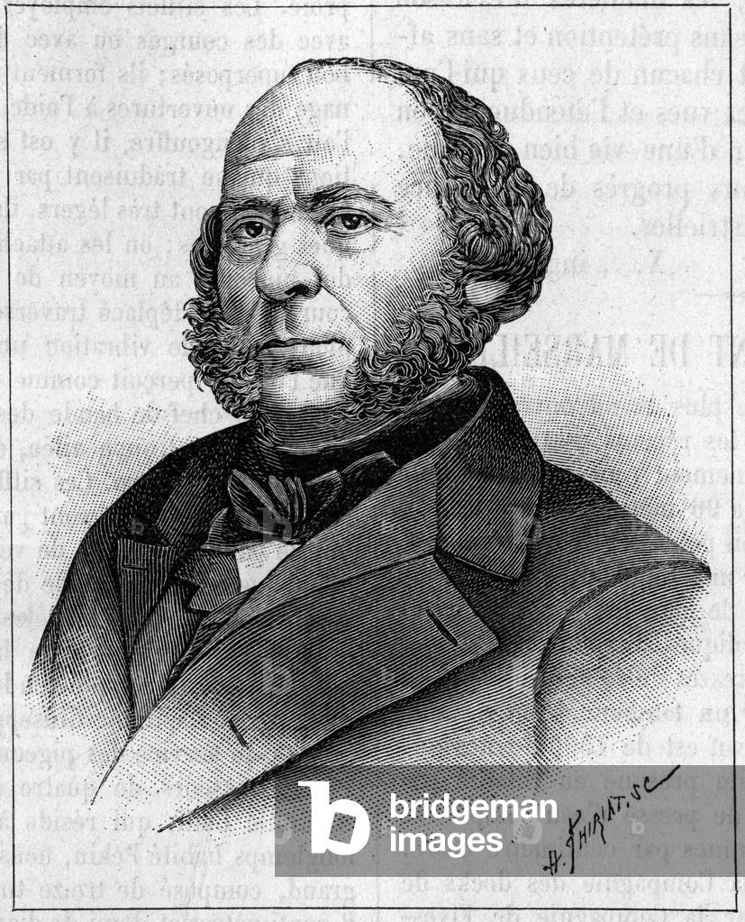 Portrait of John Ericsson (1803-1889), American engineer and inventor of Swedish origin. Engraving in “” La Nature: revue des sciences et de leurs applications aux arts et a l'industrie”” of 27 April 1889.