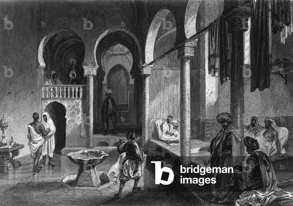 Moorish bath in Algiers, 19th century, in “L'Algerie ancienne et moderne par Leon Galibert”, 1844.