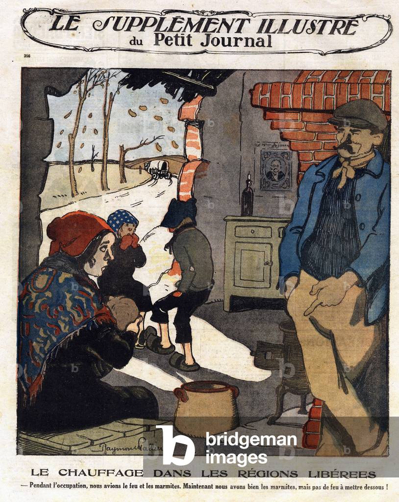 Nach dem Krieg: eine Familie in einem Haus ohne Heizung, unfähig, den Topf für das Essen zu erhitzen, 1920 (Dr