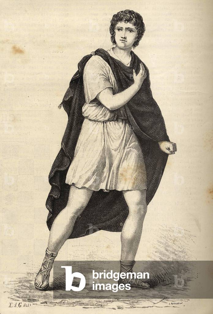 Portrait of Francois-Joseph (Francois Joseph) Talma (1763-1826), French actor. Engraving of the 19th century.