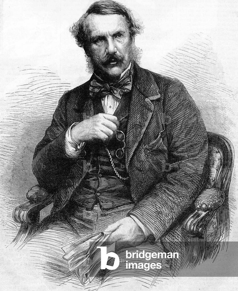 Portrait of John Laird Mair Lawrence. British administrator (1811 to 1879). Governor of English India; Engraving 1864.