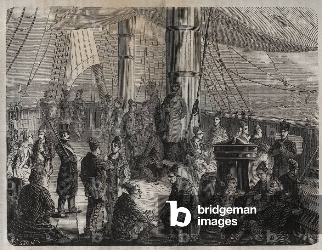 Immagine di Incisione "Primo convoglio di detenuti da Tolone a Caienna" 1801 di Anonymous