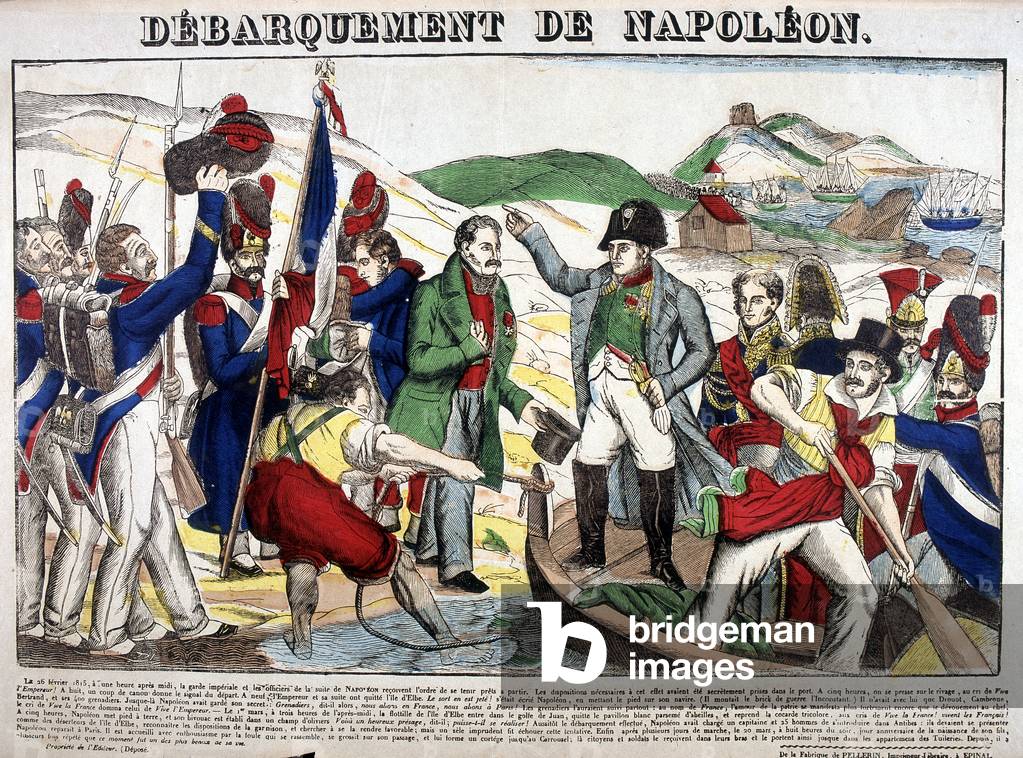 Landing at Golfe Juan: Napoleon I returns to France after exile on Elba on March 1, 1815, 19th century (impression)