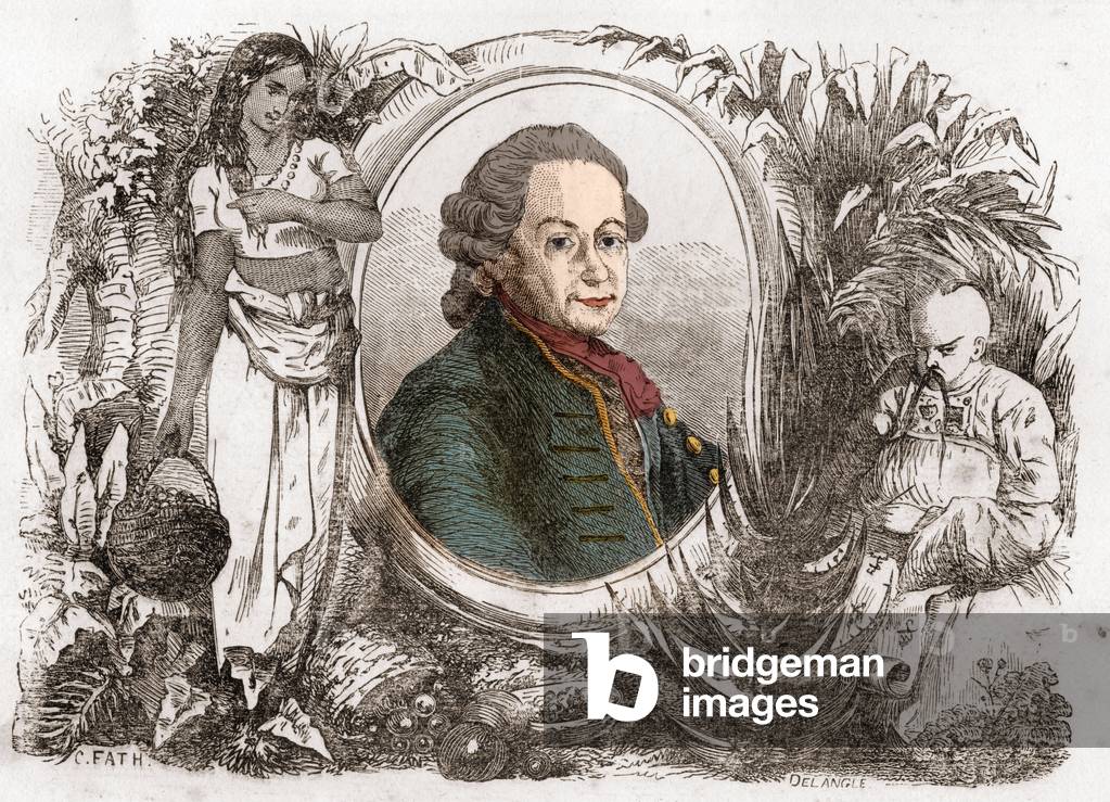 Portrait of Pierre Poivre, French colonial administrator and agronomist (engraving)