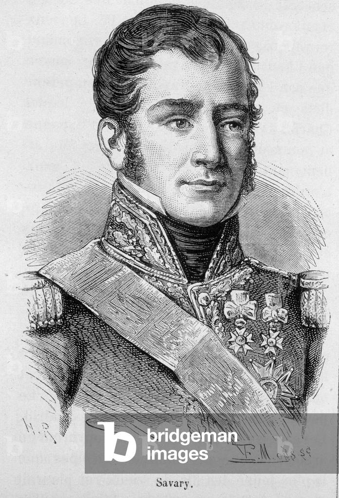 Portrait of Savary, Duke of Rovigo (1808), French general and politician (1774 - 1833) - in “” L'Histoire de France”” by Henri Martin, 19th century.