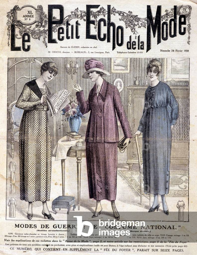 Modes of War: the “National Costume”. Women reading a newspaper entitled 