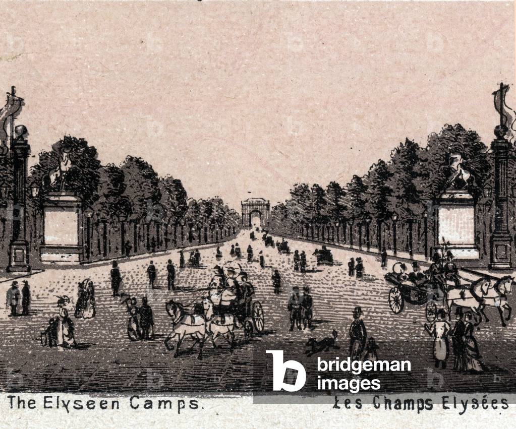 Paris, France: view of the Champs Elysees (Champs-Elysees). in “The world illustrates 168 views”” Undated (end of 19th century)