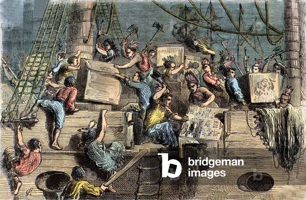 The Boston Tea Party, 6th of December 1773 (engraving)