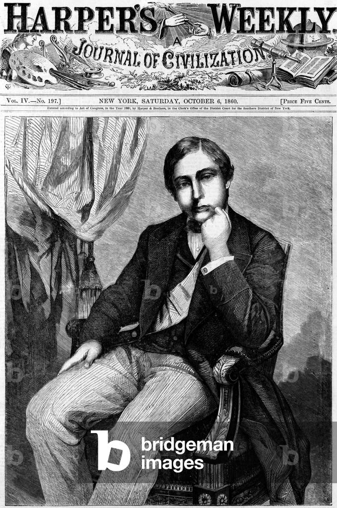 Portrait of Albert Edward, Prince of Wales (Edward VII) (1841-1910). Cover of Harper's Weekly from 1860.