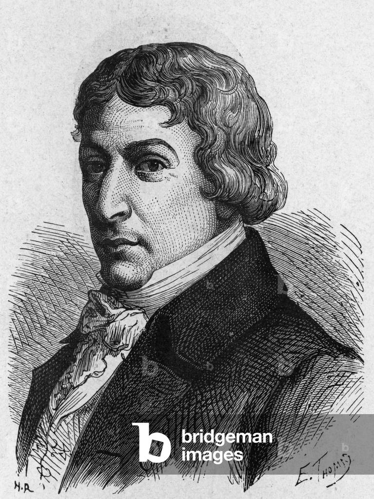 Portrait of Ami (Aime) Argand (1755-1803), Swiss physicist. - in “” Album de la Science; illustrious scientists; Grandes discoveries””” 1896.