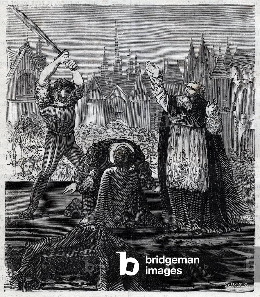Immagine di Incisione "Decapitazione del Conte Egmont e di Hoorn a Bruxelles durante la tirannia spagnola nei 