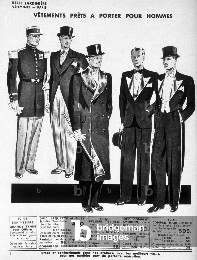 Men's clothing ready to wear. Advertising of “” La Belle jardinière””. sd. early 20th century.