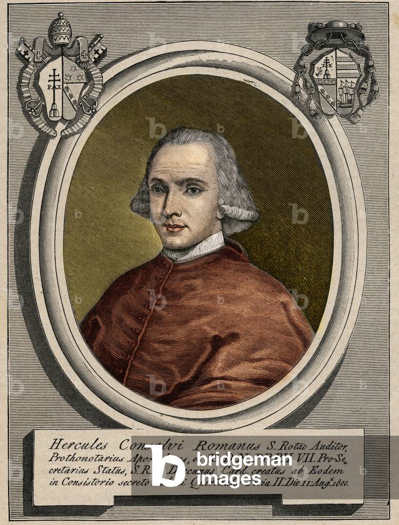 Portrait of Ercole (Hercules) Consalvi (1757-1824), Cardinal Secretary of State of Pius VII. Engraving of the 19th century.