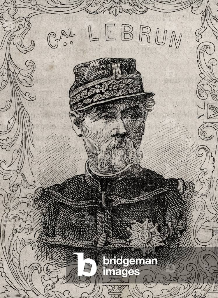 portrait of French general Barthelemy Louis Joseph Lebrun, 1870-71 (engraving)