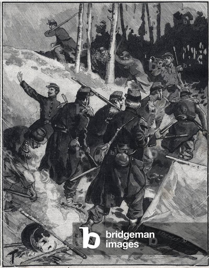 Scene from the novel The Debacle by Emile Zola, Le Petit Parisien, 28/02/1892 (engraving)