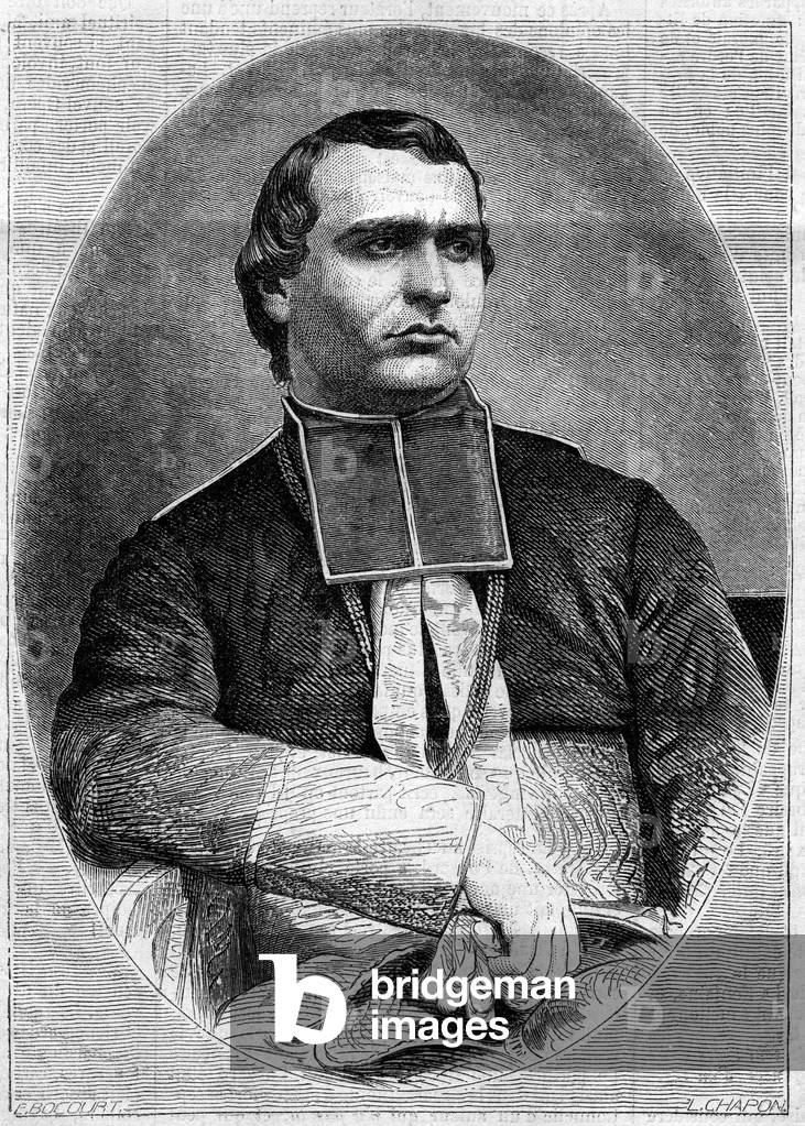 Portrait of Charles Amable of the Tour d'Auvergne Lauraguais (1826-1879), archeveque of Bourges. Engraving in “” Le Monde Illustré”” n°251 of 1 February 1862.