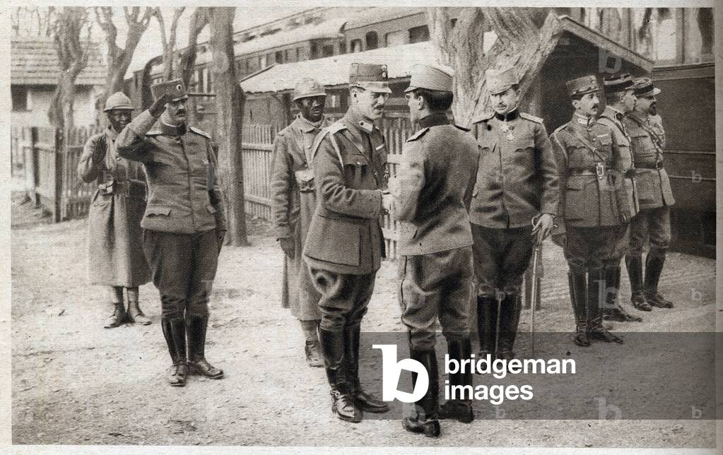 First World War: “King Peter I of Serbia visits Crown Prince Alexander II of Serbia places on Macedoine's front” In “The mirror” 1918