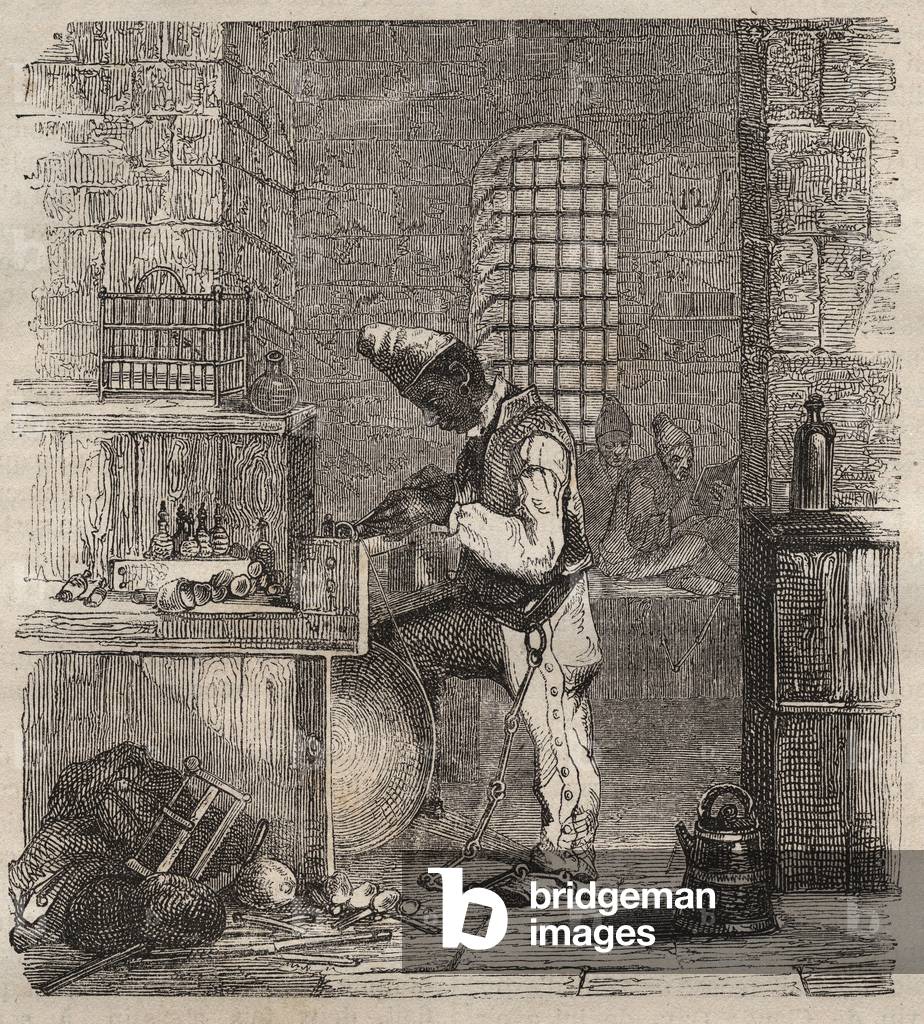 A working force at the Brest Bagne in the 19th century (engraving)