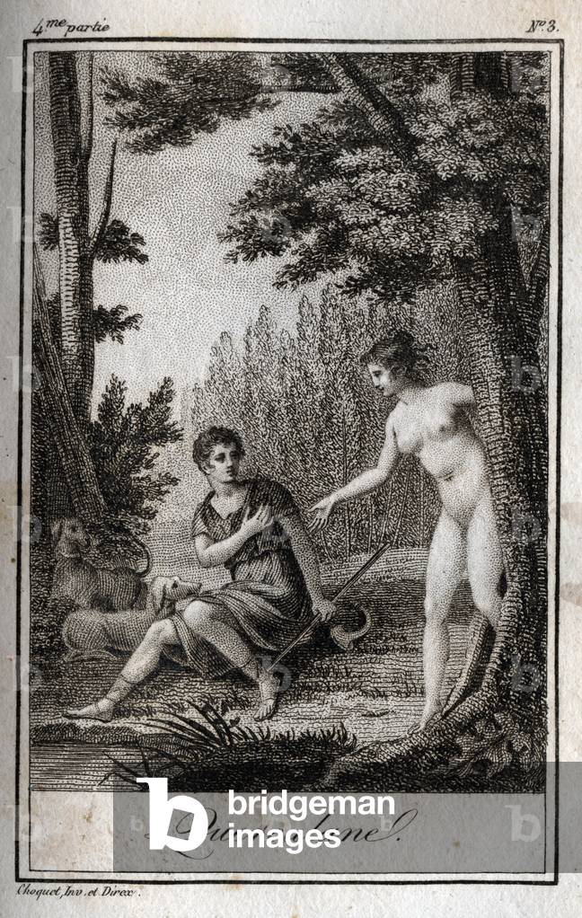 QUERCULANES, nymphs, channel protectors“Lettres a Emilie sur la mythologie” by Charles Albert Demoustier, 1819 (engraving)
