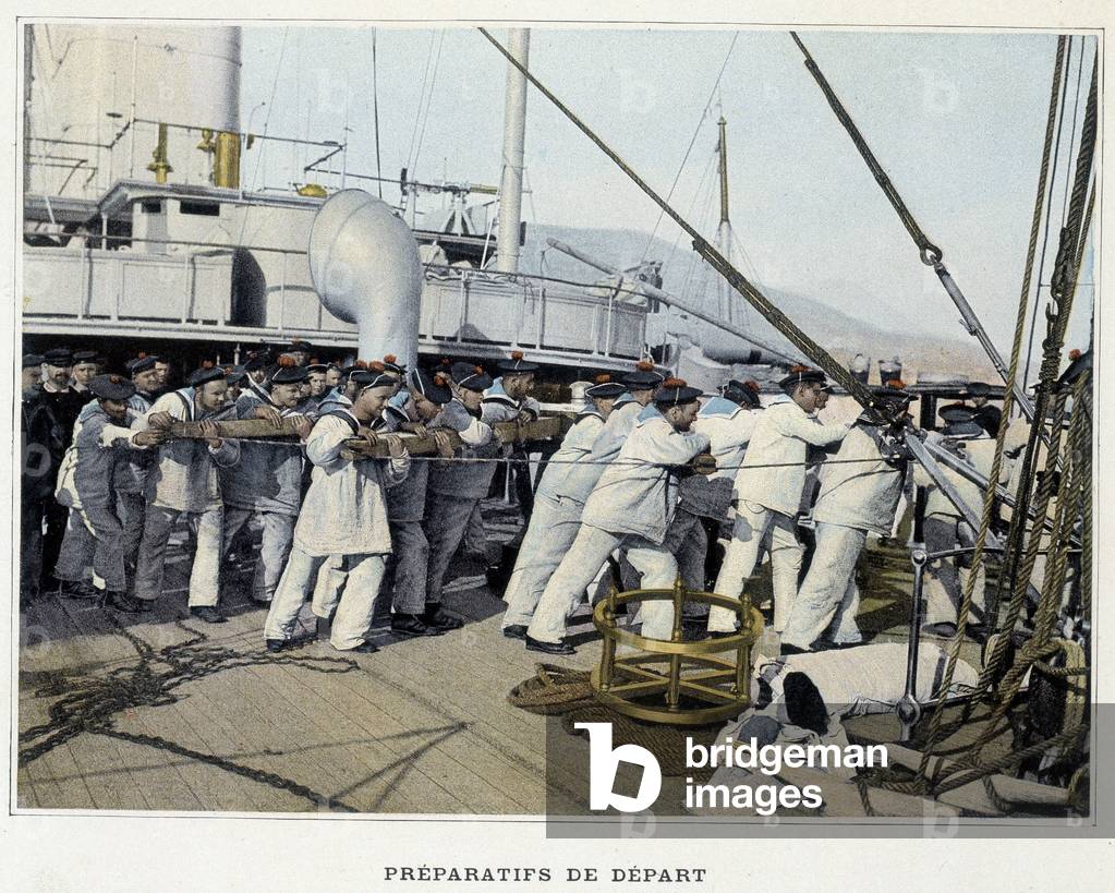Preparations for departure - in “” Album militaire - Marine: La vie à bord”, 1892.