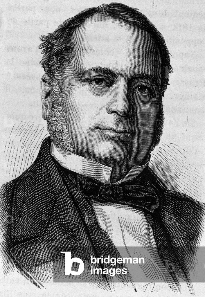 Portrait of Charles Valletta (? - 1881). Engraving of the end of the 19th century in “Histoire de France”” by H. Martin.