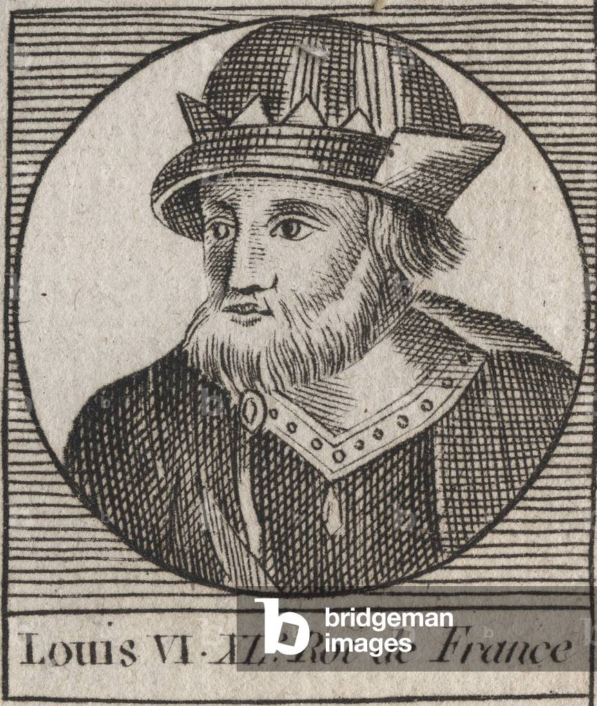 Portrait of Louis VI, called The Fat - engraving from “Instruction sur l'Histoire de France”” by Charles Const