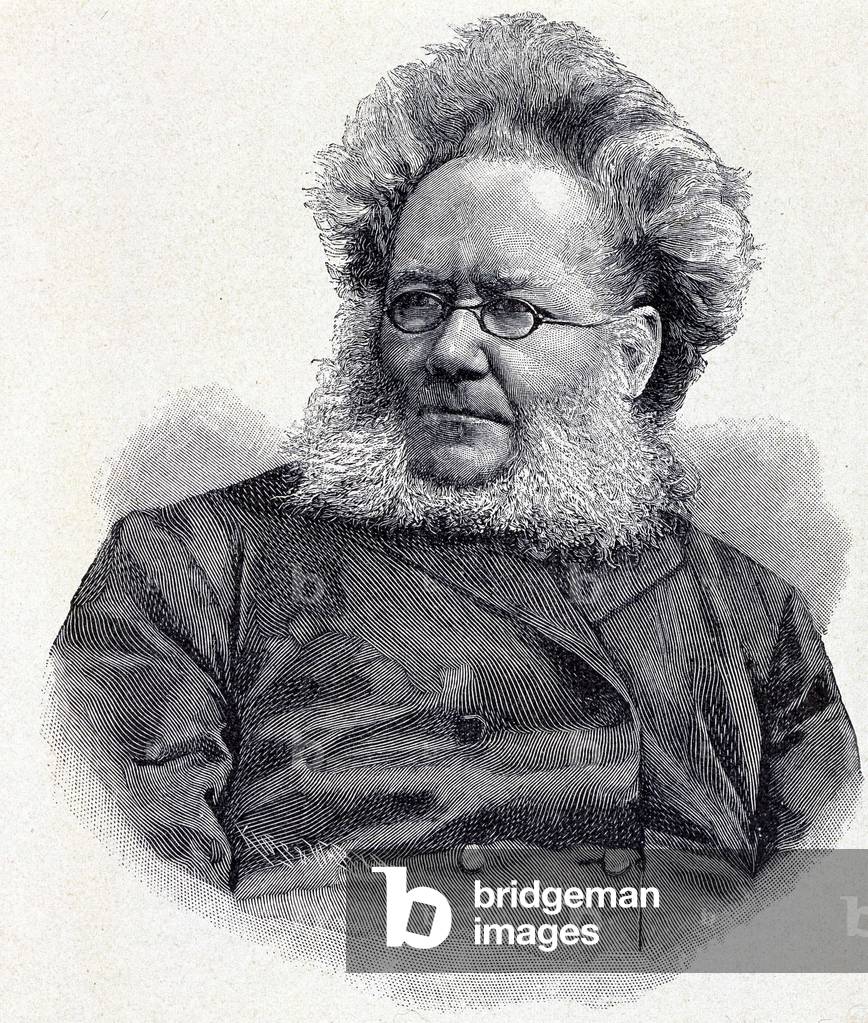 Portrait of Henrik (Henri) Johan Ibsen (1828-1906), Norwegian poet and playwright, engraving 19th century
