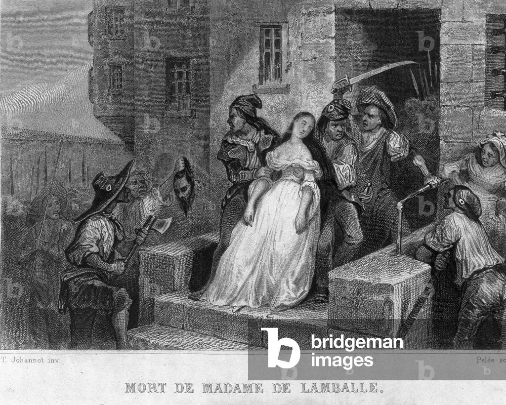 Death of Marie Therese of Savoie Carignan (1749-1792), Princess of Lamballe (1792) - in “French Revolution” by Thiers. 19th century