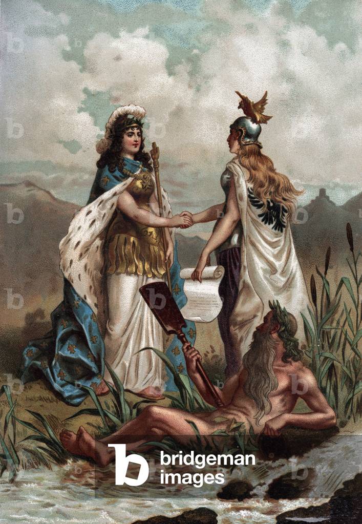 Allegory of the Treaty of Westphalia, Thirty Years' War, 1648 (chromolithograph)
