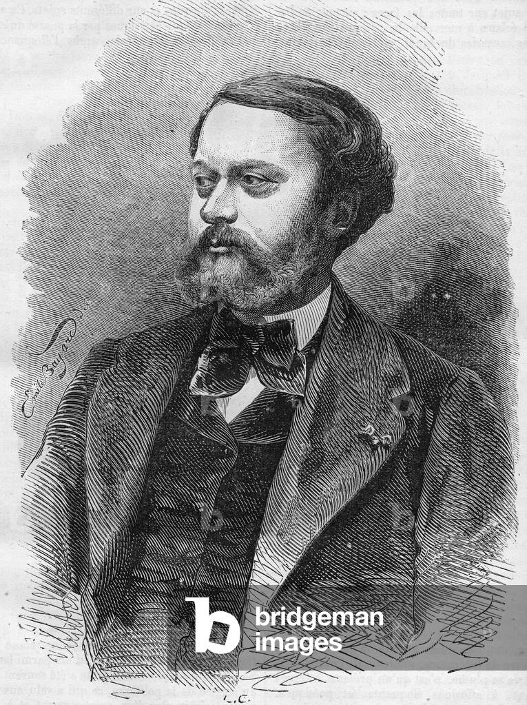 portrait of Edmond About (1828-1885), French writer Engraving of 1866.