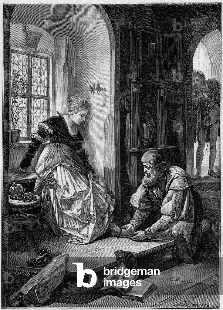 Eva in the workshop of Hans Sachs based on Joseph Fluggen's painting.  “Le Monde Illustré”, 1886.