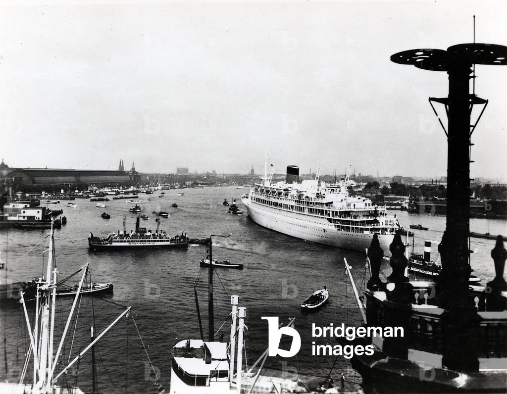 View of the city of Amsterdam in the Netherlands , the IJ river with the boat 