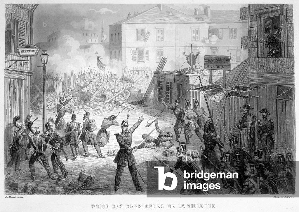 Tprise des barricades de la Villette (26 June 1848) - in “Fasttes de Gardes nationales de France””, 1849