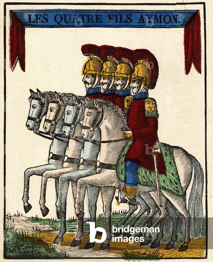 The four Aymon sons, 19th century (print)