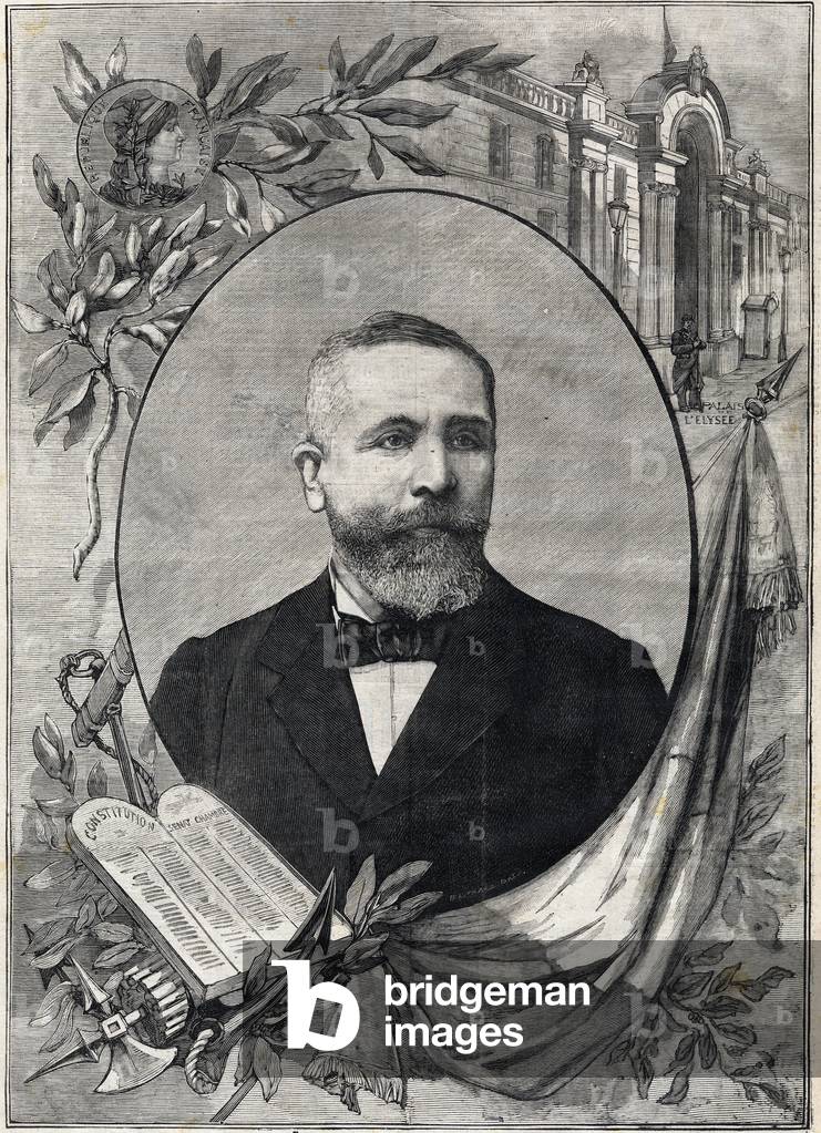 Ritratto del nuovo presidente francese Emile Loubet (1838-1929) eletto il 18 febbraio 1899. Incisione. In «The