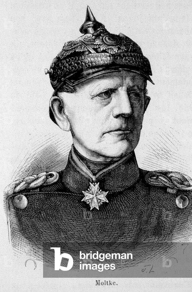 Portrait of Moltke, German Field Marshal (1800 - 1891) - in “” L'Histoire de France”” by Henri Martin, 19th century.