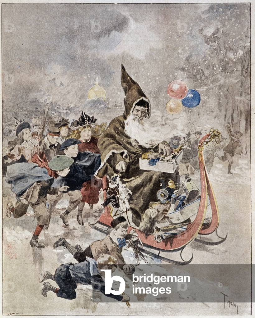 Watercolour depicting Santa Claus. “” The Illustrated World””. 21/12/1895.