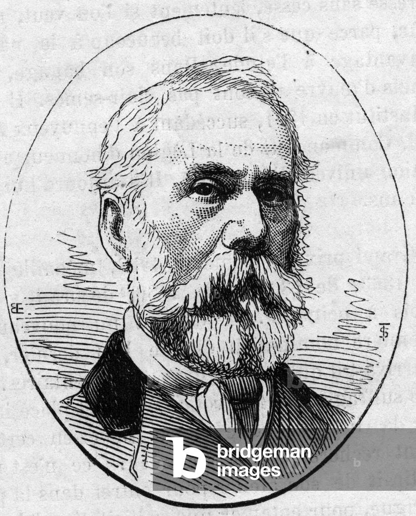 Portrait of Louis Francois (?) (1814-1888), French engraver. Engraving in “” Le Monde Illustré”” n°890 of 2 May 1874.