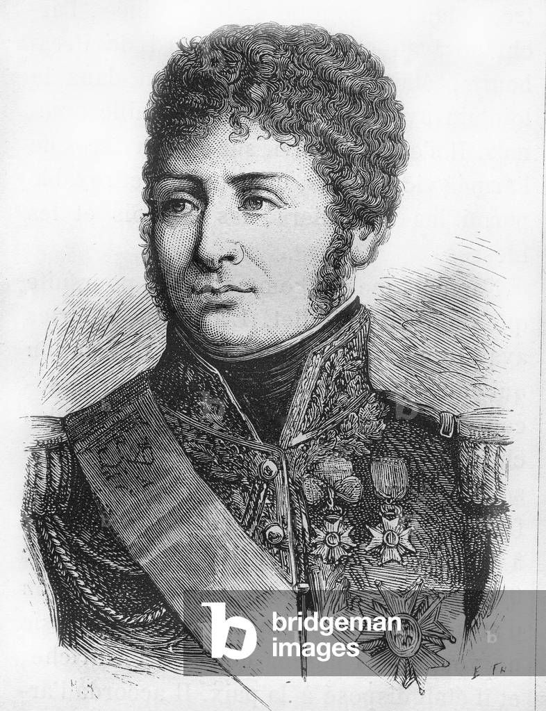 Portrait of Henri Clarke, French general and politician (Duke of Feltre 1809, 1765 - 1818) - in “” L'Histoire de France”” by Henri Martin, 19th century.