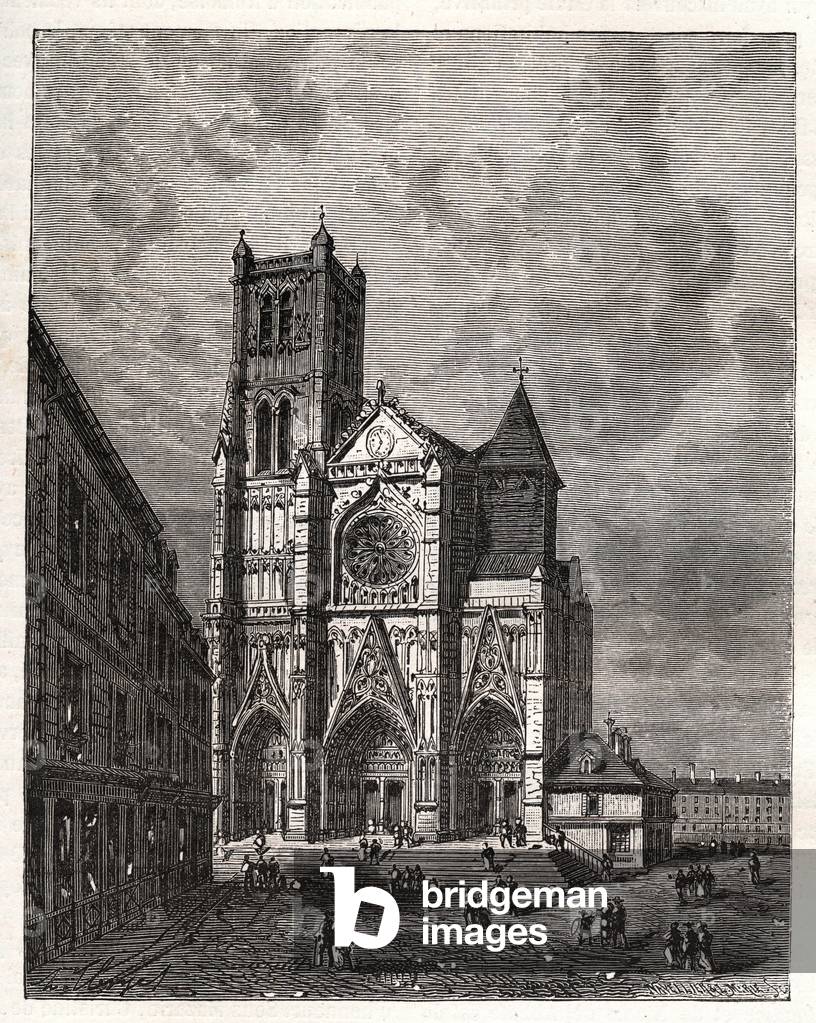 Cathedrale Saint-Etienne de Meaux - Seine-et-Marne - engraving in “La France illustree: geographie, histoire, administration statistique” by V.A. Malt-Brown. 1884