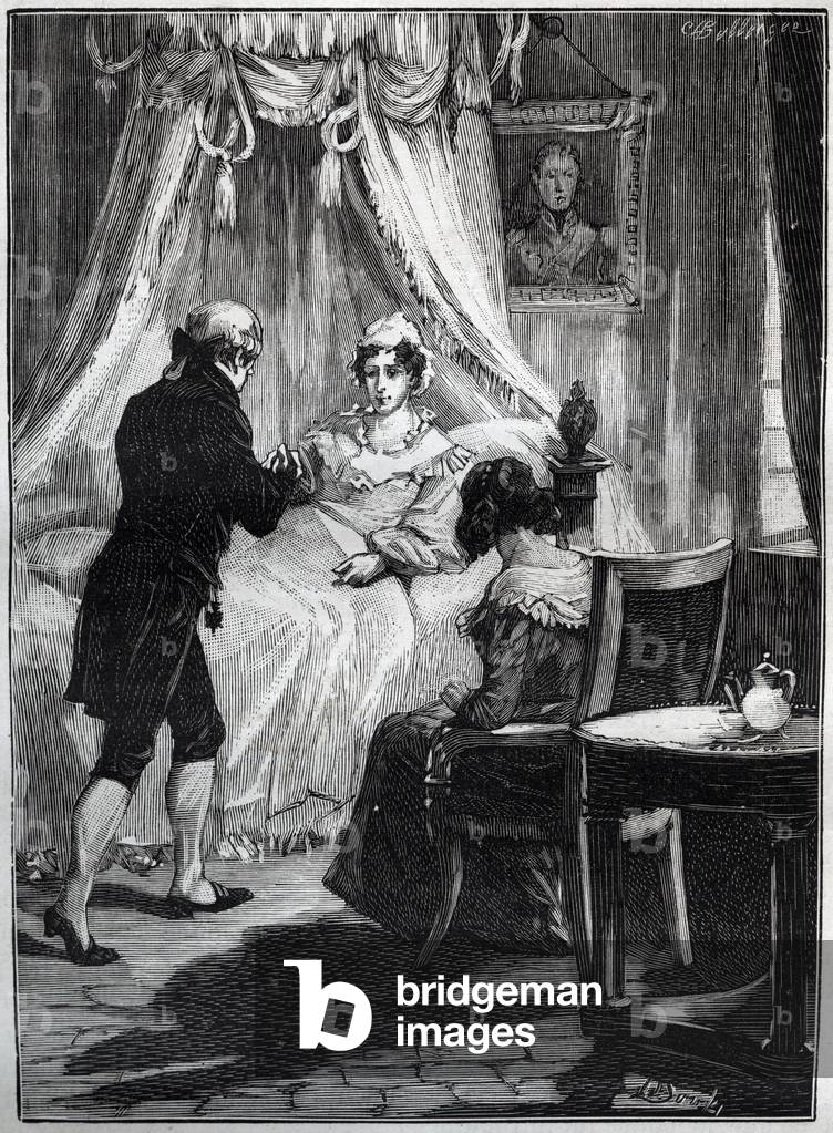The Duchess of Berry (Marie Caroline, Princess of the Two Sicilies, Duchess of Berry (1798-1870) at the Fortress of Blay receives Doctor Louis Charles Deneux (1767-1846) - Engraving -