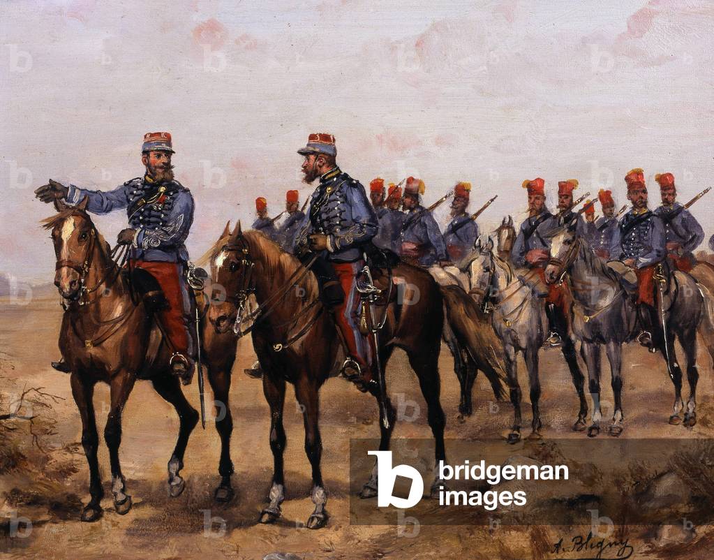 Hunters of Africa, 1880 - 1890, painting by Bligny