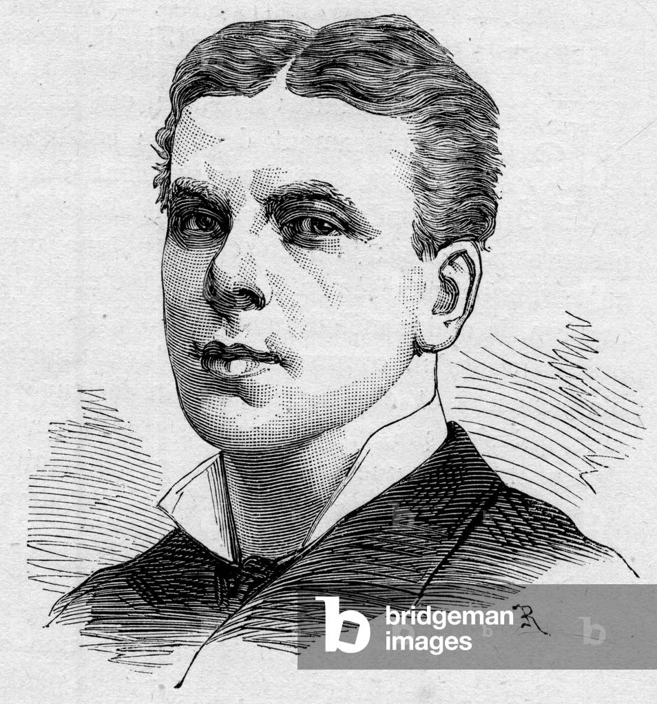 Portrait of Constant Poppy (known as Coquelin, 1841-1909), French comedian, member of the Comedie Francaise. Engraving in “” Le Monde Illustré”” n¡1168 of 16 August 1879.