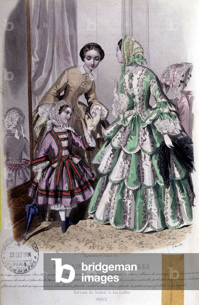 2 women and a girl: Fashion - in “” Magazine des damoiselles””, May 25, 1854