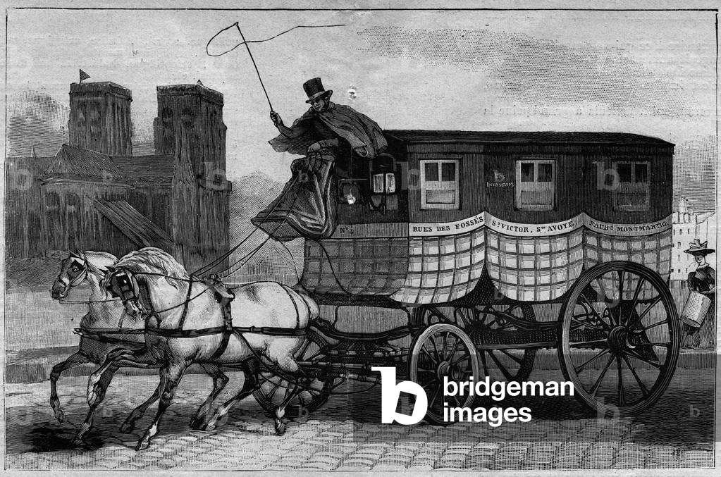 "Les Omnibus de Paris nel XIX secolo: lo scozzese - incisione del 1892" 1801 di Unknown Artist