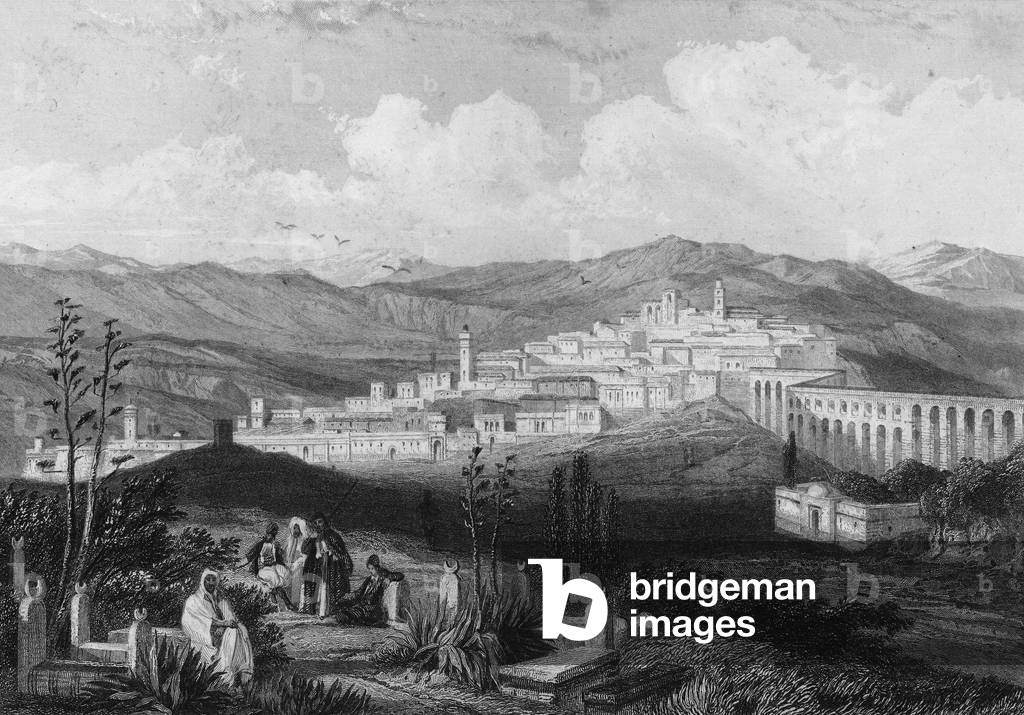 View of Medeah, ancient Roman fortress, in Algerie in the 19th century, in “L'Algerie ancienne et moderne””, by Leon Galibert, 1844.